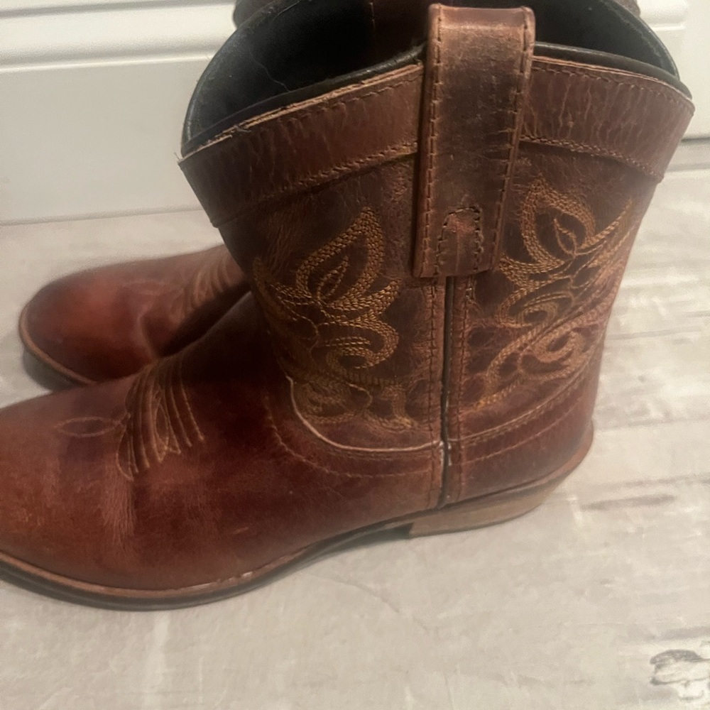 Dingo Western Leather Ankle Boots - Rich Brown womens 7.5 - Picture 5 of 7